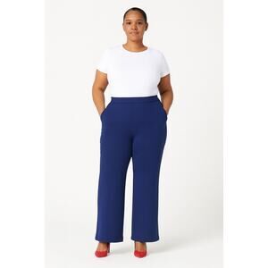 Brooke Shields Timeless Women's Ponte Wide-Leg Pants Navy Size 28WP Petite NWOT